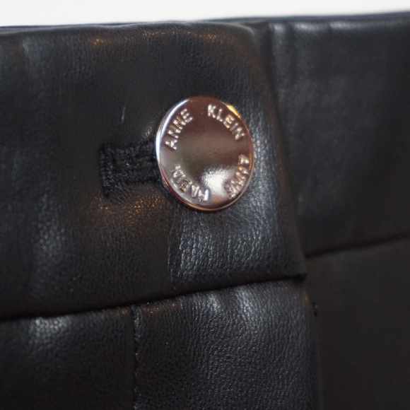ANNE KLEIN Wide Leg Black Vegan Leather Ankle Pants (US 8) - Picture 6 of 10